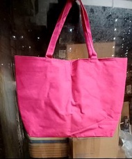 全新 雙層有拉鍊有內袋 環保袋 桃紅色 購物袋