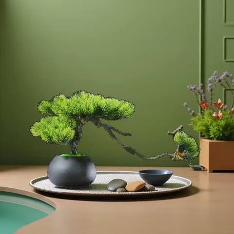 Artificial simulation of fake trees, potted gardens, balcony decoration, bonsai hotel garden, small 
