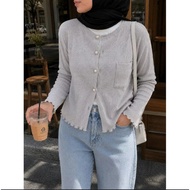 ORTWO FASHION - ZER CARDI XIVA BUTTON VARIATION POCKET MODERN CASUAL CARDI POCKET Knit Rib/