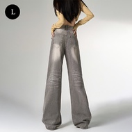 American Style Retro Wide Leg Jeans Women Loose Jeans Gray Straight Leg Pants