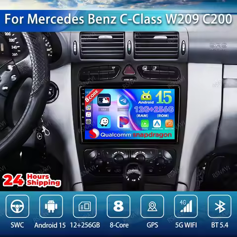 Android 15 Car Radio For Mercedes Benz C-Class W209 C200 C320 C350 CLK W203 2002 - 2005 Navigation D