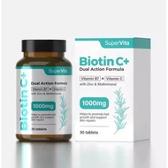 BUY 4 FREE 2 , 100% ORIGINAL SUPERVITA BIOTIN C+ DUAL ACTION FORMULA 1000MG 30 TABLETS