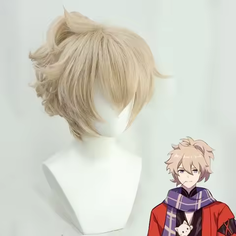 Game Genshin Impact Friend of Kaedehara Kazuha Cosplay Wig Curly Ponytail Genshin Impact Kazuha's Fr