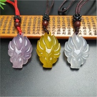 จี้ Fox 9 หางเชือกฟรีหางจี้สร้อยคอหยกรูปจิ้งจอกเก้าหาง Agate Chalcedony ธรรมชาติเครื่องประดับจี้สำหรับผู้ชายและสร้อยสตรี