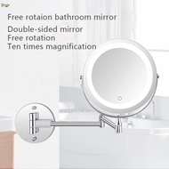 LED Wall Mount 10x Makeup Mirror Magnification Swivel Extension Mirror