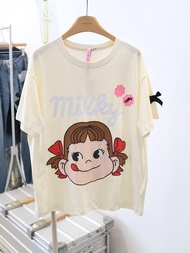 Navacco DU Home เสื้อยืดแขนสั้นผู้หญิงลายผีเสื้อ ทรงหลวม แขนสั้น ผ้าฝ้าย ฤดูร้อน 2024 สำหรับผู้หญิงว