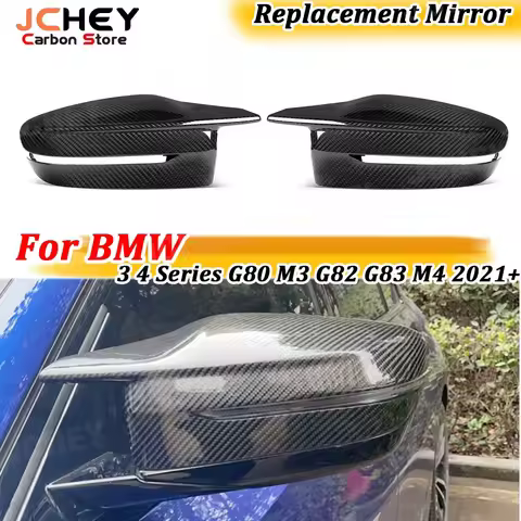 JCHEY for BMW 3 4 Series G80 M3 G82 G83 M4 2021+ Dry Carbon Fiber Rearview Mirror Cover Replacement 