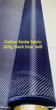 ผ้าคาร์บอน เคฟล่า แท้ ดำ น้ำ​เงิน​ ทอผสม ลาย 2  200 กรัม 3K  carbon kevlar hybrid plain  ขนาด หน้ากว้าง 100 ซม ความยาว 15 ซมต่อหน่วยคำสั่งซื้อ