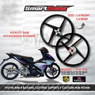 Y15/Y16 RIM 4 BATANG CUTTING SUPERFLY CUSTOM HUB HITAM