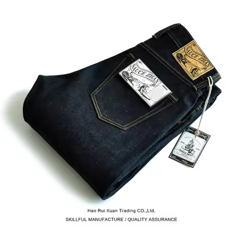 Saucezhan 316XX-18OZ Mens Jeans Selvedge Denim Jeans Raw Denim Straight Thick Autumn and Winter Vint