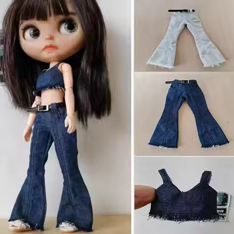 Casual Wear Cute Bell-bottoms Trousers Fashion DIY Accessories Dolls Jeans Pants Kids Toys Handmade 