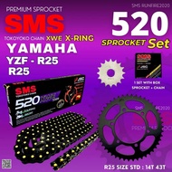 520 YAMAHA R25 YZF-R25 SPROCKET SET 520 X-RING CHAIN 520XWE SMS R25 SPROCKET SET RK RKM YTZ8V YTX7 Y