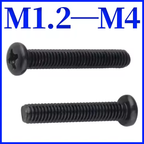 Round head cross screw black M1.2 M1.4 M1.7 M2 M2.5 M3 M4 Electronic small Recessed Pan Head Phillip