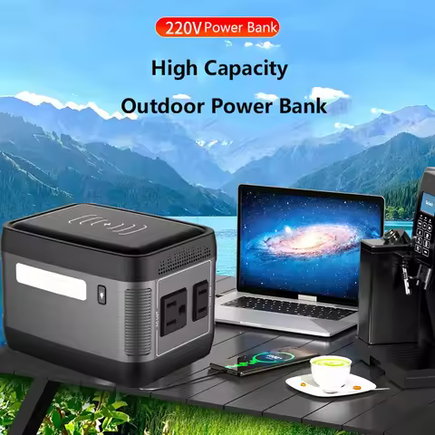 100W Portable Power Station 74Wh Battery Wireless Fast Charger Powerbank with 12V DC 220V AC Output 