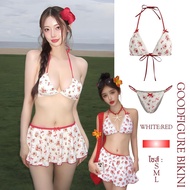 GOODFIGURE Bikini Cute Women's Floral Pattern Set Of 3 Pieces There Is A Cover For Wearing To The Be