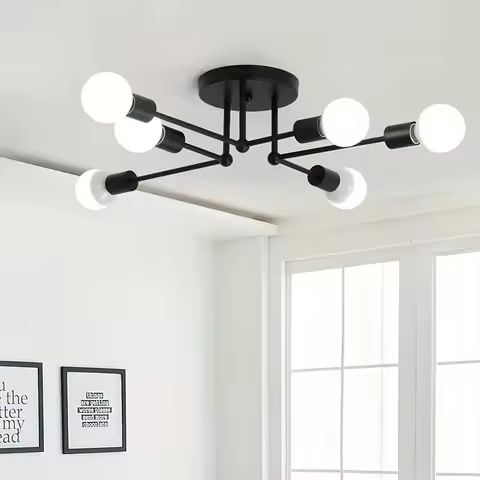 Modern Led Spider Ceiling Lighting Industrial Iron Black/Golden Nordic Minimalist Home Decoration Li
