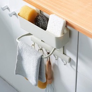廚房櫥柜掛式抹布架免打孔門背式擦手巾掛架洗碗布海綿門后收納架