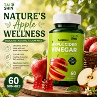 Taishin Apple Cider Vinegar Gummy ACV Supplement Gummies Easy To Chew Sugar Free Apple Flavor 60 Gum