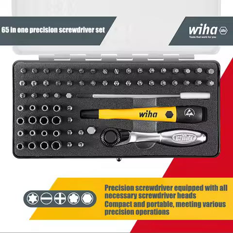 Wiha 65 in 1 ESD Precision Screwdriver Set, Anti-Static Tool for Mobile Phone and Computer Maintenan
