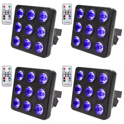 U'King 4PCS 9x10W LED Square Par Light 8CH DMX512 Sound Activated Remote Control Stage Effect Lighti