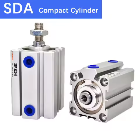 SDA16 20 25 32 40 50 63 80 100mm Bore Compact Thin Air Cylinder 5-100mm Stroke Double Action Alumini