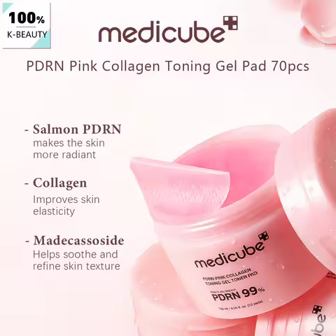 Medicube PDRN PINK COLLAGEN TONING GEL PAD 70pcs,Soft & Skin-Friendly,Soaked Essence,Ample Essence,K