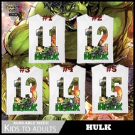 Hulk Aven gers Shirt Number Hulk Incredible 11 12 13 14 15 Number Shirt for Kids to Adults Unisex