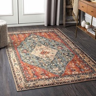 Bohemian style machine washable kitchen rug, vintage bathroom mat, wool rug for bedroom and kitchen