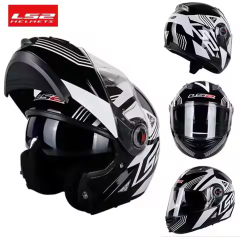 LS2 FF370 Flip Up Motorcycle Helmet Lightweight Full Face Motocross Helmet Dual Lens Modular Helmet 