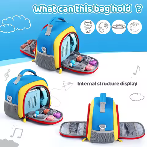 Storage Case with Side Mesh Pocket Double Zipper for Yoto Player (3rd Gen.) Music Player for Toniebo