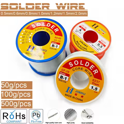 500G/100G/50G CF-10 Solder Wire Tin 0.5/0.6/0.8/1.0/1.2/1.5/2.0mm Roll Clean Rosin Welding Core Sold
