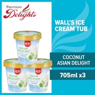 Wall's Asian Delight Coconut Ice Cream Tub 705ml Bundle of 3