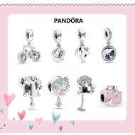 925 Silver Touring Bike & Bag & Colorful Flower Charm