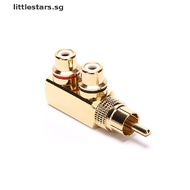 {HOT} Gold Plated AV Audio Splitter Plug RCA Adapter 1 Male to 2 Female F connector
