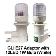 GLI E27 Adaptor with 12LED 1W LED Bulb Night Light Lamp (White)