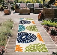Rugshop Brescia Modern Floral Circles Non-Shedding Easy Cleaning Patio Deck Backyard Indoor/Outdoor 