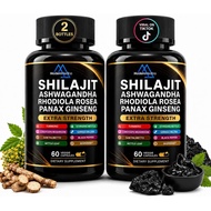 ShilajitCapsulesBundle–2Pack,60CapsulesEach|DailyWellnessSupplementwithCoQ10,Ashwagandha&SeedOil|Veg