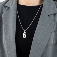 Stainless Steel Neutral Lucky 7 Character Pendant Necklace