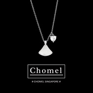 Chomel Original Design Silver Necklace for Women with Mother of Pearl Diamond Heart Fresh out Fashio