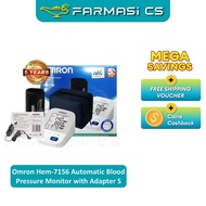 Omron Hem-7156 Automatic Blood Pressure Monitor with Adapter S [ 5 Years Warranty, Hem 7156, Hem7156