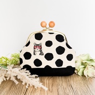 Medium Kiss Clasp Make-up Pouch / Handmade Kiss Lock Pouch | Black Cat
