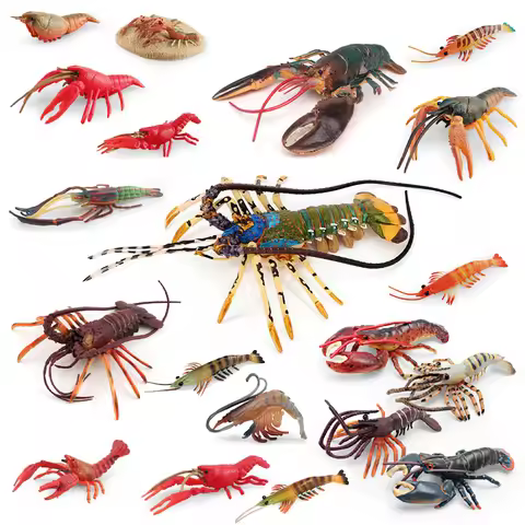 Realistic Ocean Animal Model Tiger Prawn Crayfish Mantis Shrimp Boston Lobster Figurines Sea Life Co