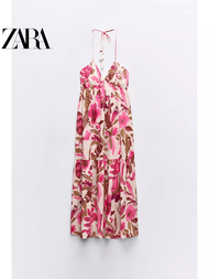 Zaraรังเกียจฤดูร้อนใหม่ชายหาด Dopamine คอปกเสื้อพิมพ์วันหยุดเดรสผ้าฝ้ายเด็กหญิง2298106หญิง