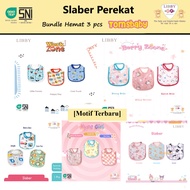 [TOMS] [SAVING BUNDLE 3pcs] LIBBY (3pcs) Baby Adhesive BIB Slaber Latest Motif Wholesale | Baby apro