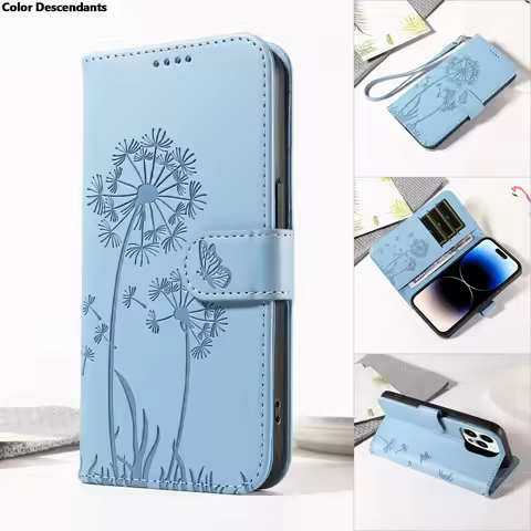Embossed Dandelion Magnetic Flip Case for Xiaomi Redmi Note 14 13 12 11 10 Pro Plus 4G 5G | Premium 