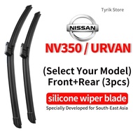 Nissan Urvan NV350 Wiper Blade Set (Front Rear 3pcs) for 1990-2022 Urvan NV350 SUV Car Back Window W