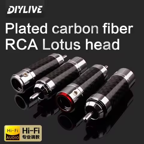 DIYLIVE 4-piece FuruTECH CF-102(R) Carbon fiber rhodium-plated plug RCA Lotus Head solderless self-l