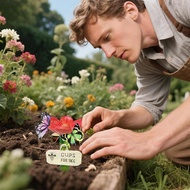 Flower Ceramic Watering Station Decorative Garden Stake with Self-Watering Spikes Pottery for Plants