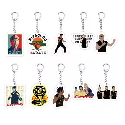 Popular TV Cobra Kai Keychain for Accessories Bag Acrylic Cobra Kai Johnny Daniel Key Chain KeyRing