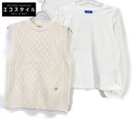 Blue Label Crestbridge 25 年象牙白 x 白色 Cutsaw 針織背心，38 碼（二手）